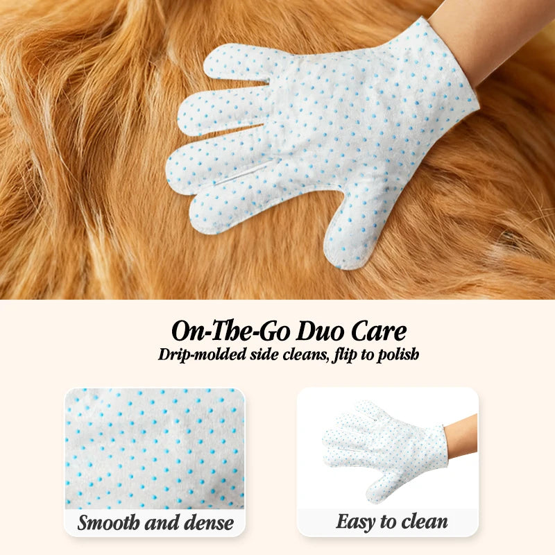 6 Pcs Pet Wipe Drip Molded Side Cat Dog Disposable Glove Cleaner Towels Bathing Cleaning Dry Cleaning Wipes Gloves