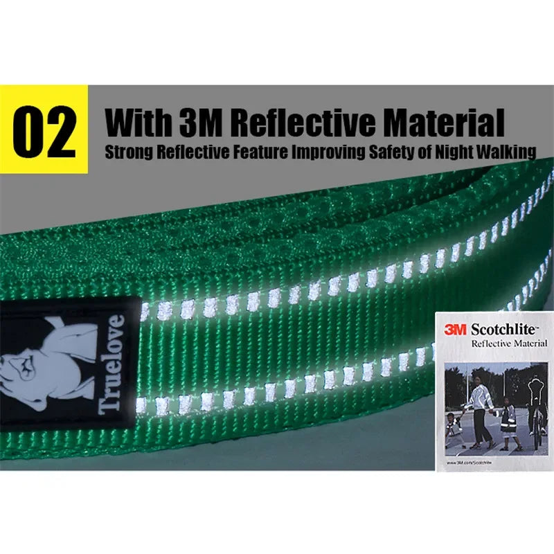 Reflective Dog Leash — Nylon Webbing with Zinc Alloy Hook for Small & Large Dogs