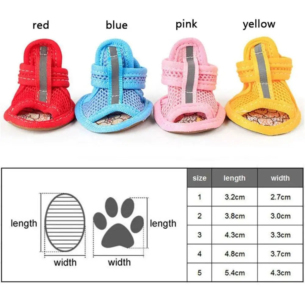 4pcs/pack Anti-slip Outdoor with Reflective Strap Spring Summer Wear Breathable Puppy Shoes Pet Supplies Pet Sandals Dog Shoes