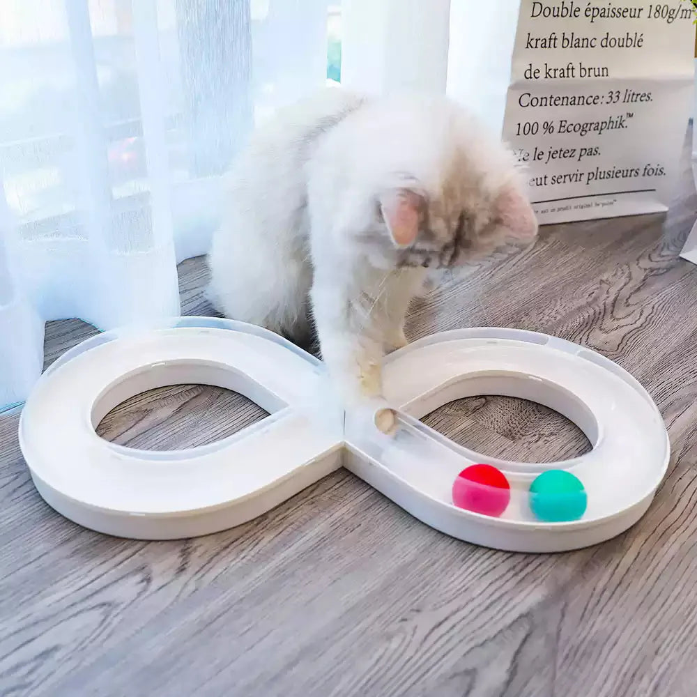 Cat Turntable Track Ball Toy — Interactive Boredom Buster with Catnip Stick