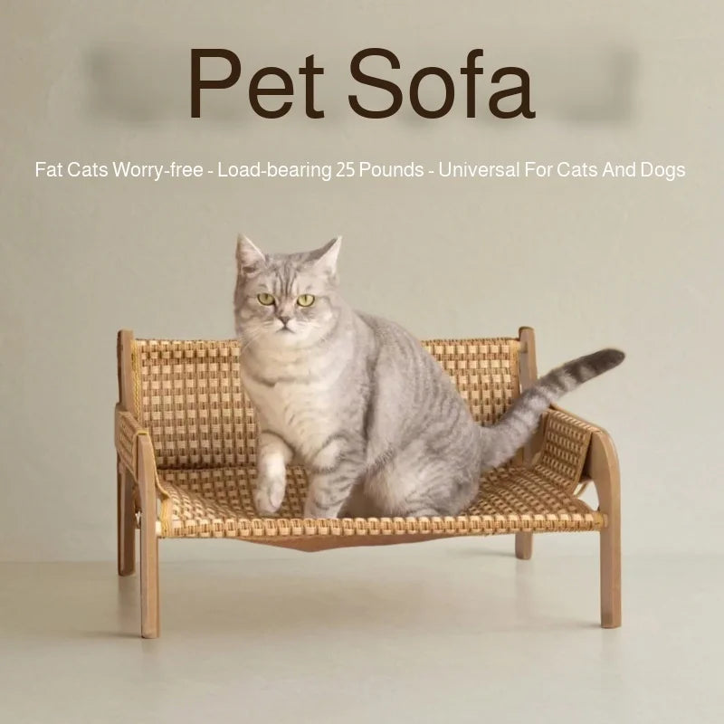 2-in-1 Summer Pet Sofa & Rattan Cooling Mat for Cats & Dogs
