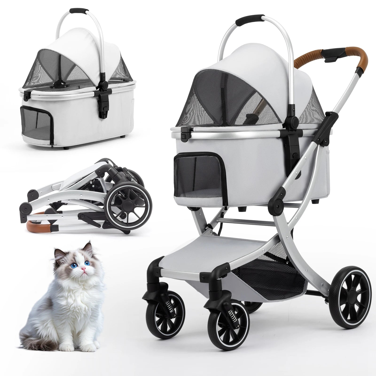 Foldable Pet Stroller with Shock
