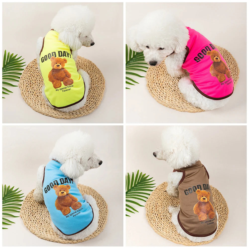 Pet Sleeveless T-Shirt — Bear Pattern Vest for Dogs & Cats