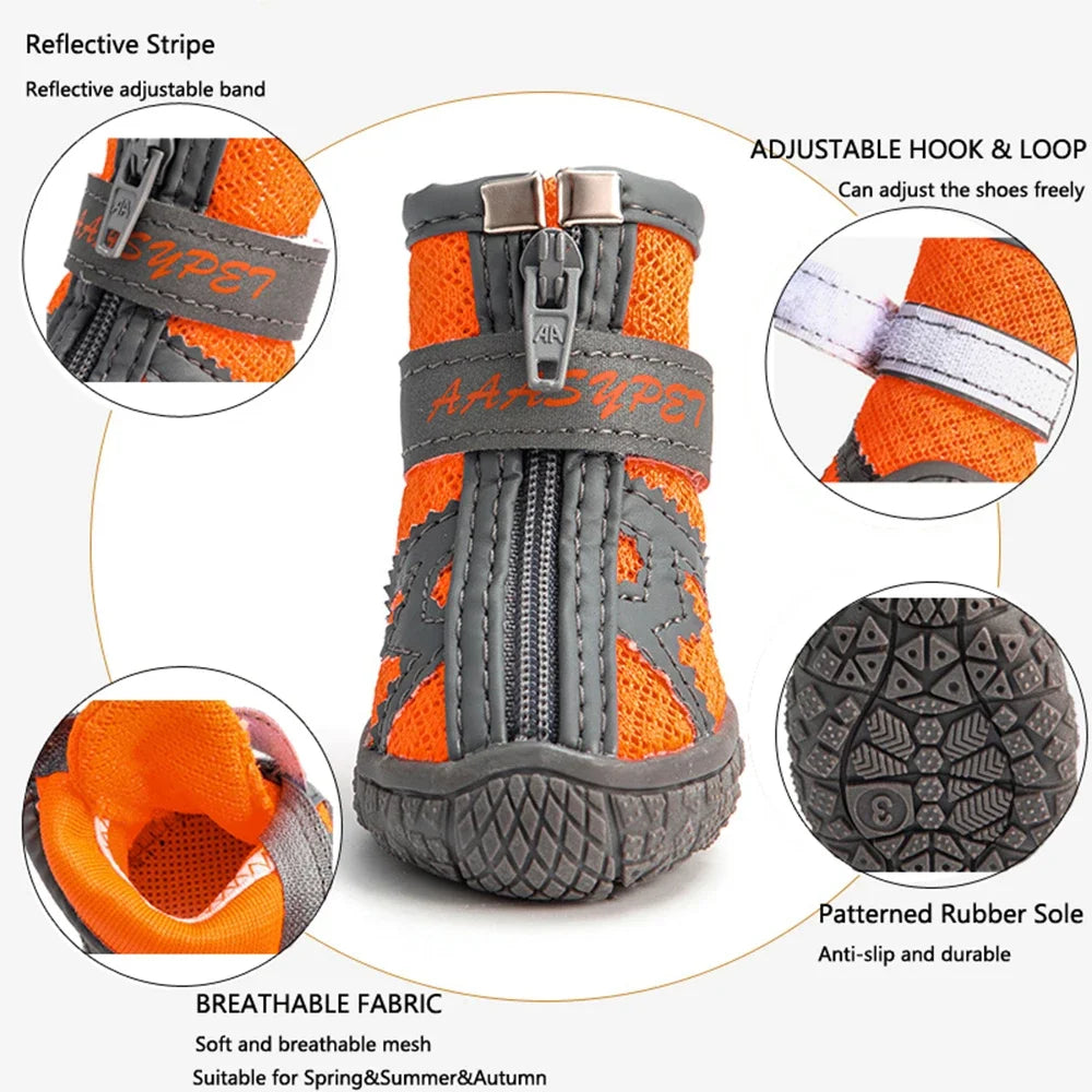 Breathable Mesh Pet Dog Shoes Spring and Summer Pet Sports Boots Anti-slip Puppy Shoes Reflective Sneakers for Teddy Chihuahua