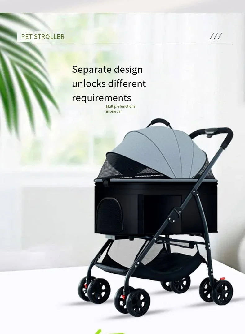 3-in-1 Lightweight Foldable Pet Car Stroller