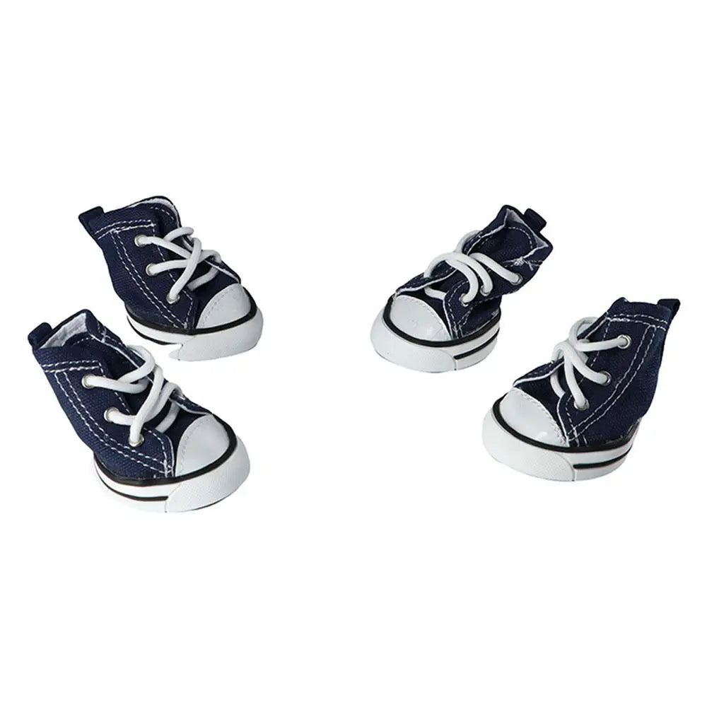 4pcs/set Cute Outdoor For Small Dogs,Cats Casual Style Anti-slip Pet Denim Shoes Puppy Sneaker Pet Booties Dog Shoes