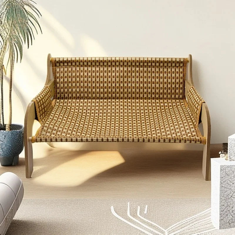 2-in-1 Summer Pet Sofa & Rattan Cooling Mat for Cats & Dogs