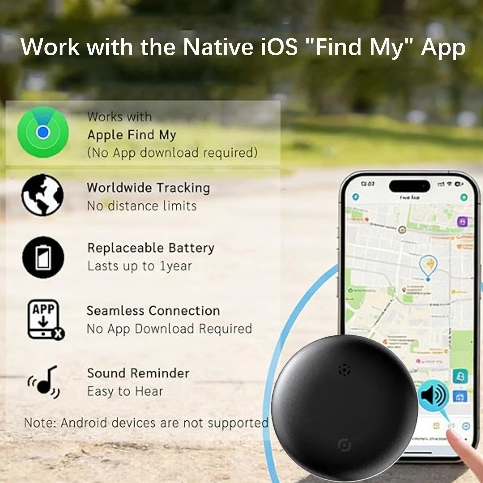 Pet Tracker No Monthly Fee No SIM Work with Apple iOS Find My Anti-Lost Finder Tag for Dogs Cats with Airtag Case GPS Tracker