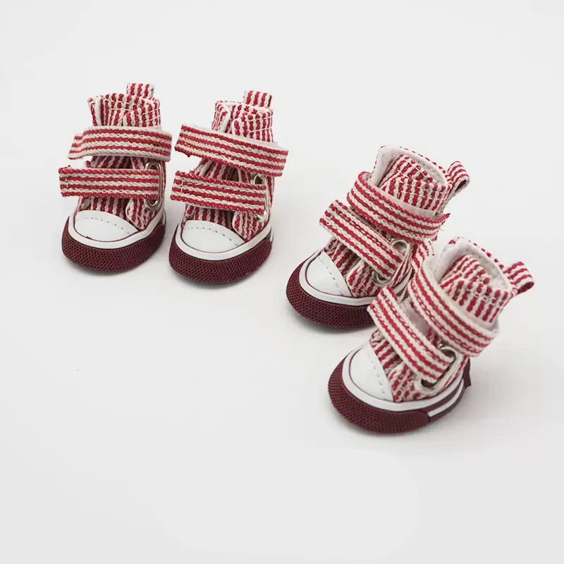 Pet Dog Anti-slip Shoes Puppy Sneakers Breathable Booties  outdoor Casual canvas Sneakers for Teddy small middle dogs 4Pcs/set