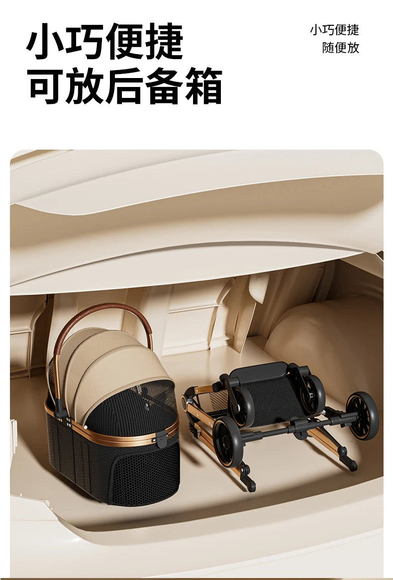 3-in-1 Portable Pet Stroller with Detachable Bag