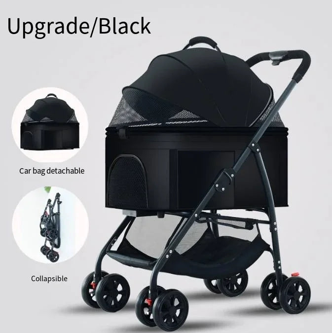 3-in-1 Lightweight Foldable Pet Car Stroller