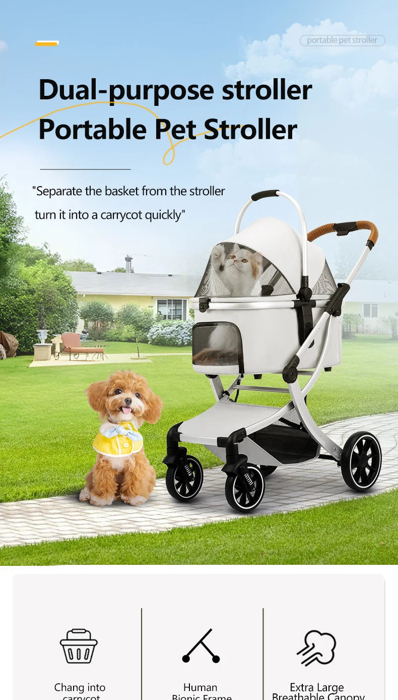 Foldable Pet Stroller with Shock