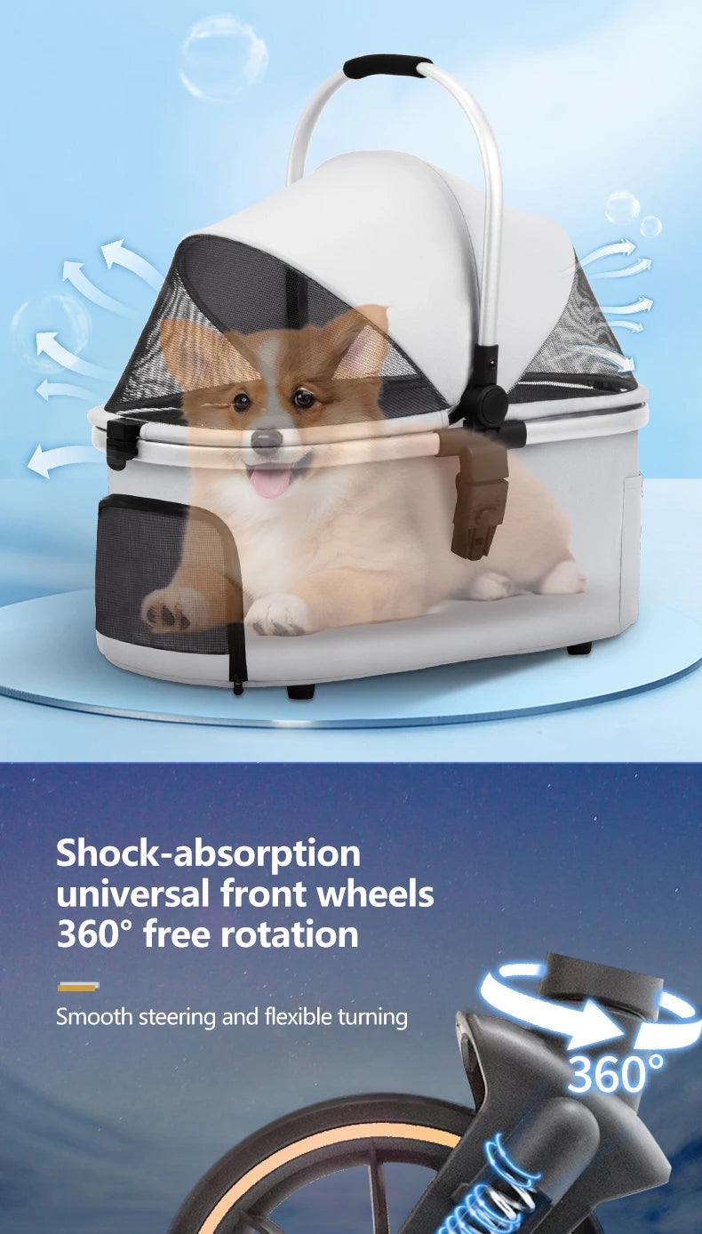 Foldable Pet Stroller with Shock