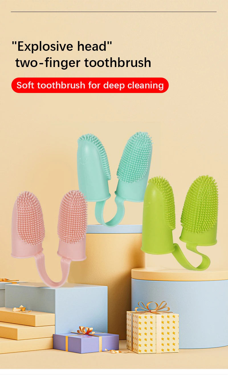 Dual Finger Pet Toothbrush — Soft Bristle Oral Cleaner for Dogs & Cats