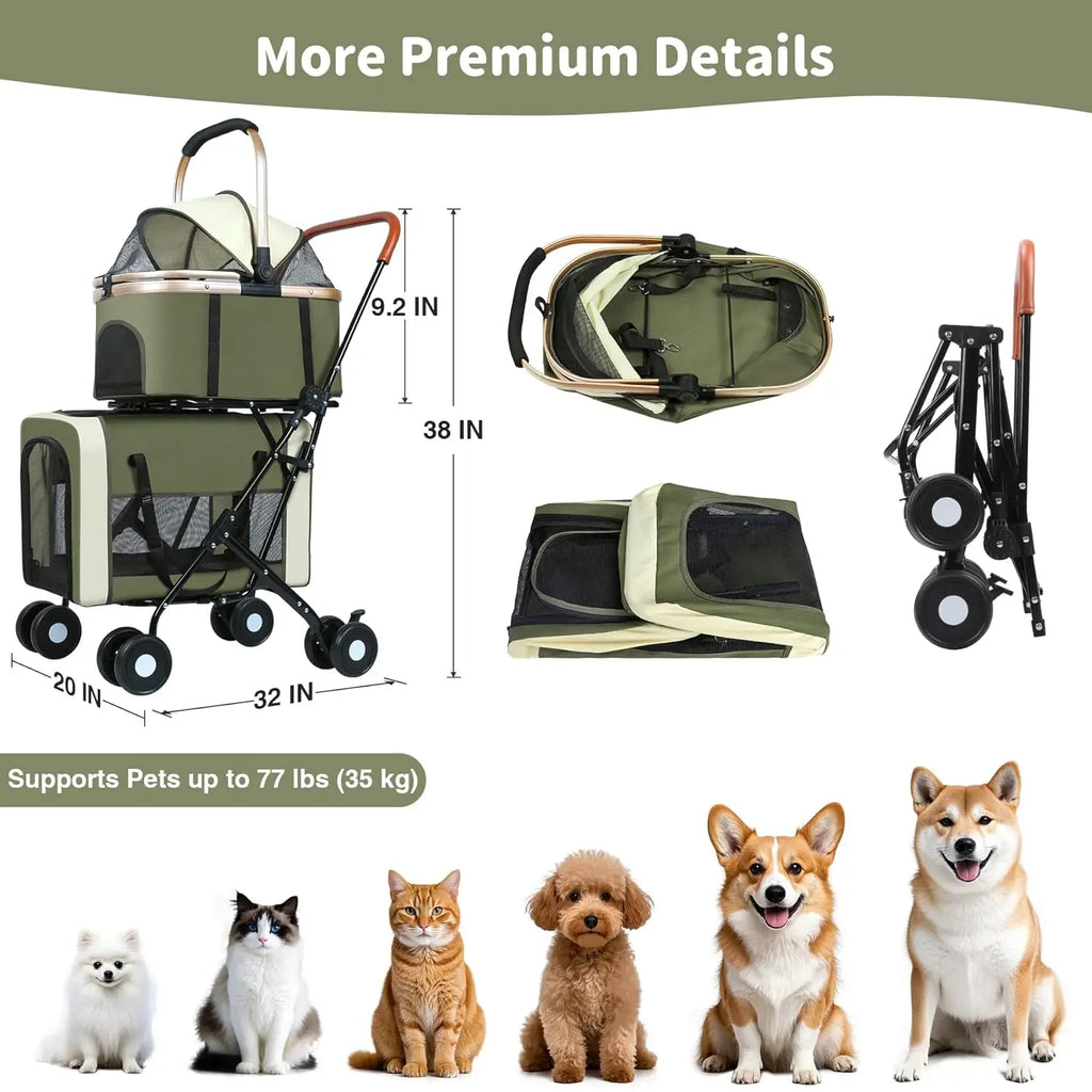 Foldable Travel Carriage with Detachable Carriers