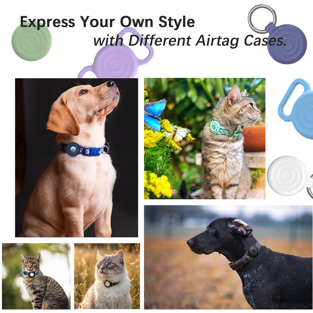Pet Tracker No Monthly Fee No SIM Work with Apple iOS Find My Anti-Lost Finder Tag for Dogs Cats with Airtag Case GPS Tracker