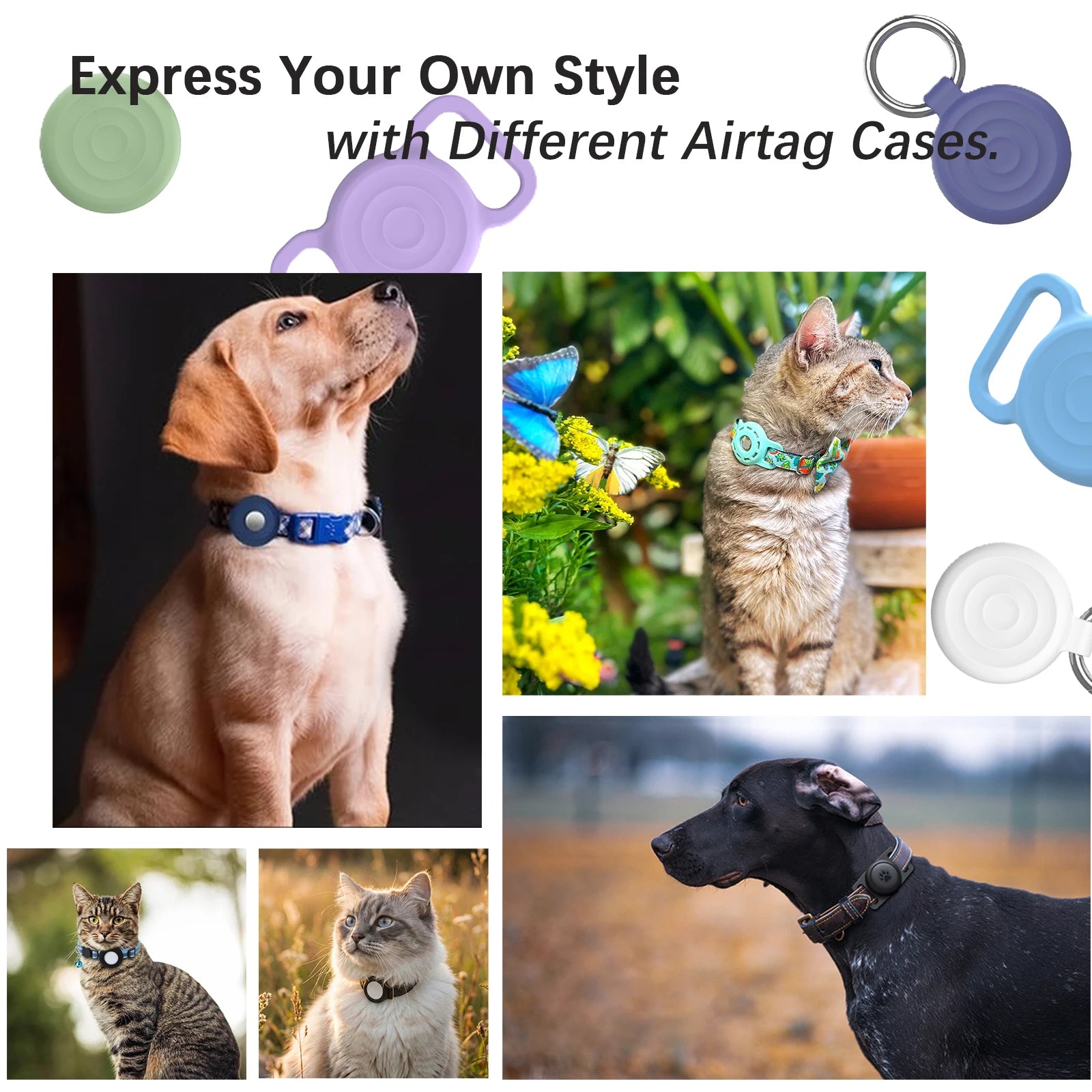 Pet Tracker No Monthly Fee No SIM Work with Apple iOS Find My Anti-Lost Finder Tag for Dogs Cats with Airtag Case GPS Tracker
