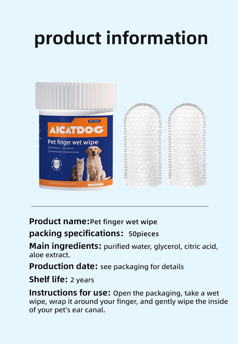 Pet Finger Wipes for Dogs & Cats