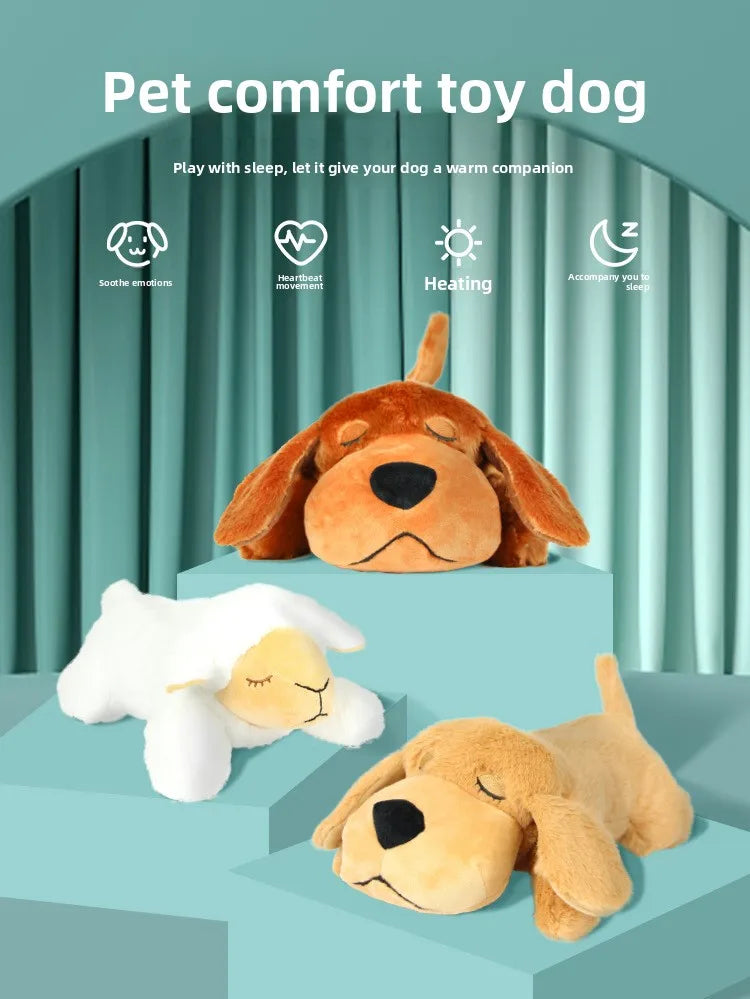 Pet Soothing Heartbeat Plush Toy Anxiety Relief Companion for Dogs