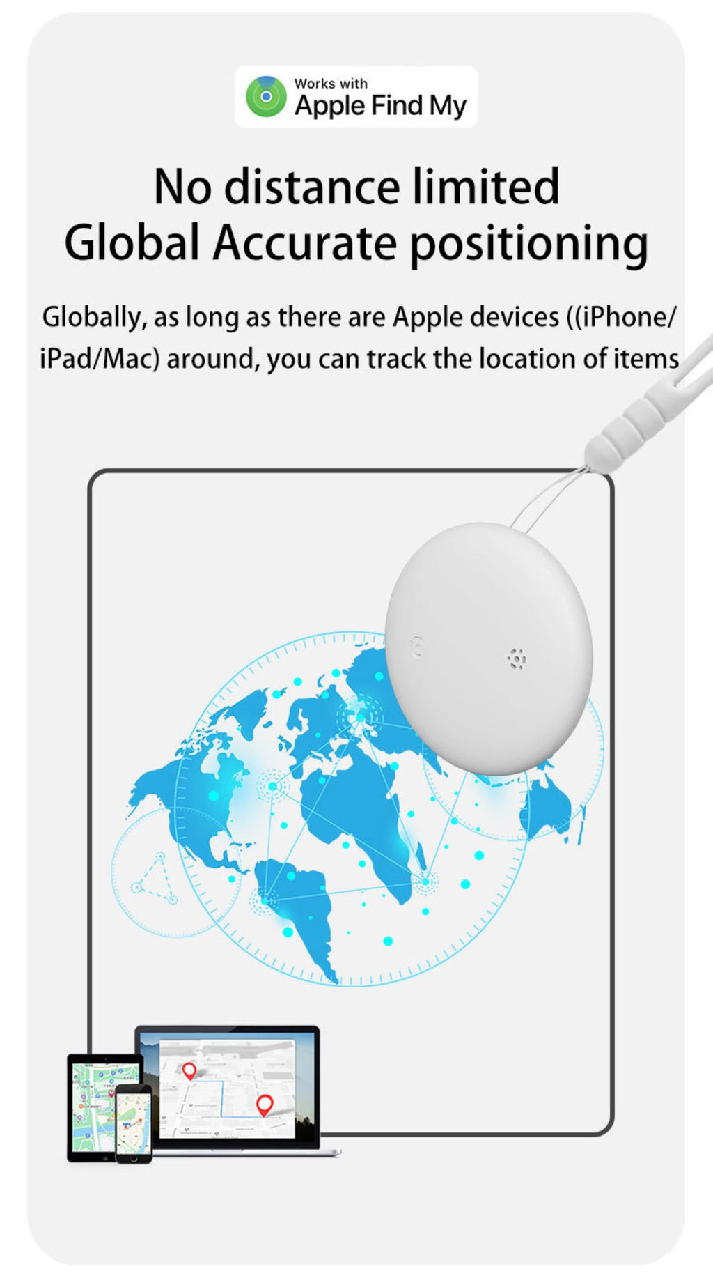 Pet Tracker No Monthly Fee No SIM Work with Apple iOS Find My Anti-Lost Finder Tag for Dogs Cats with Airtag Case GPS Tracker