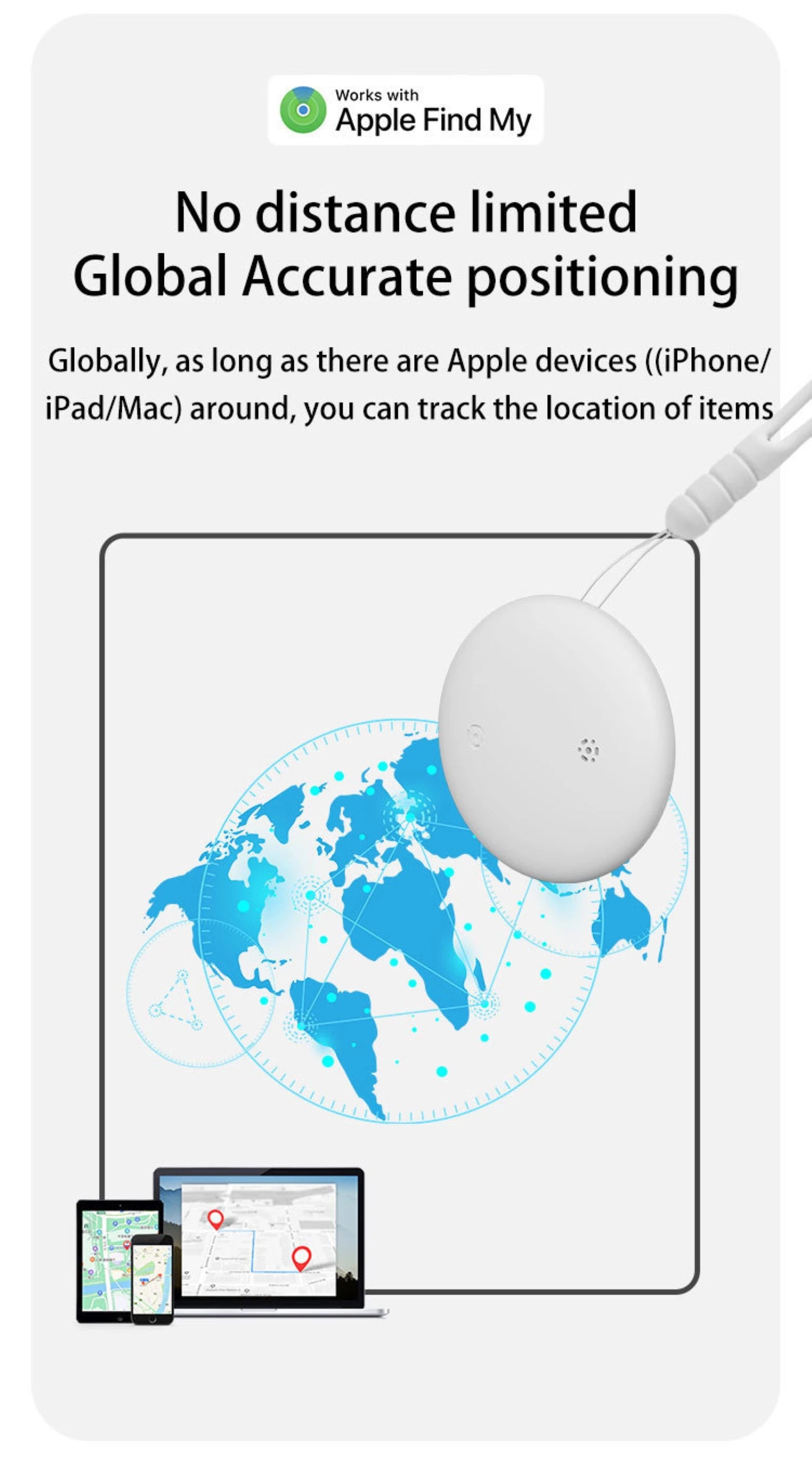 Pet Tracker No Monthly Fee No SIM Work with Apple iOS Find My Anti-Lost Finder Tag for Dogs Cats with Airtag Case GPS Tracker