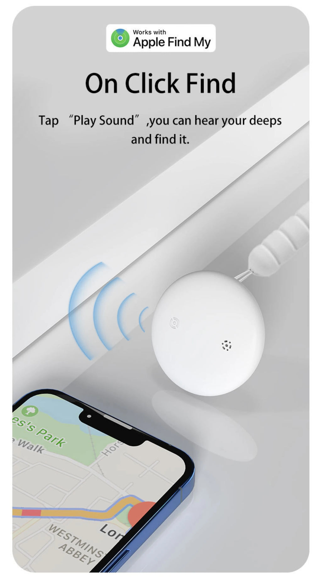 Pet Tracker No Monthly Fee No SIM Work with Apple iOS Find My Anti-Lost Finder Tag for Dogs Cats with Airtag Case GPS Tracker