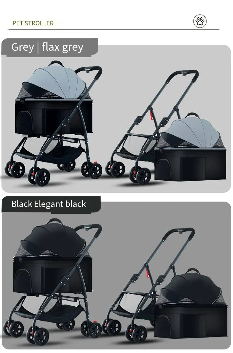 3-in-1 Lightweight Foldable Pet Car Stroller