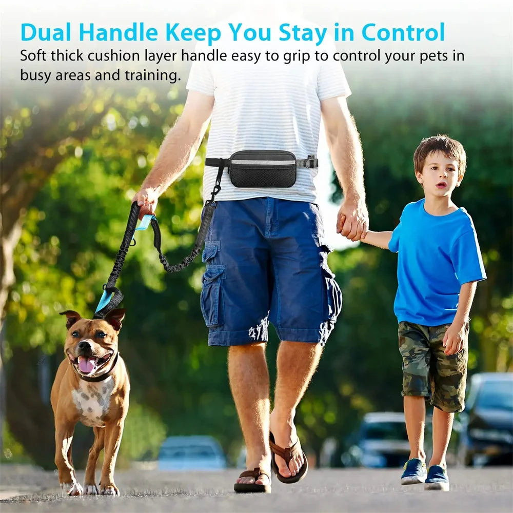 Hands-Free Dog Leash — Retractable Elastic Waist Belt for Running & Walking