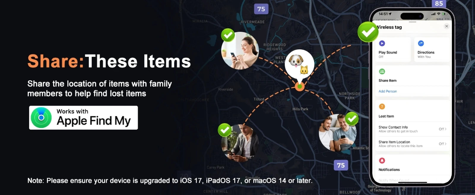 Pet Tracker No Monthly Fee No SIM Work with Apple iOS Find My Anti-Lost Finder Tag for Dogs Cats with Airtag Case GPS Tracker