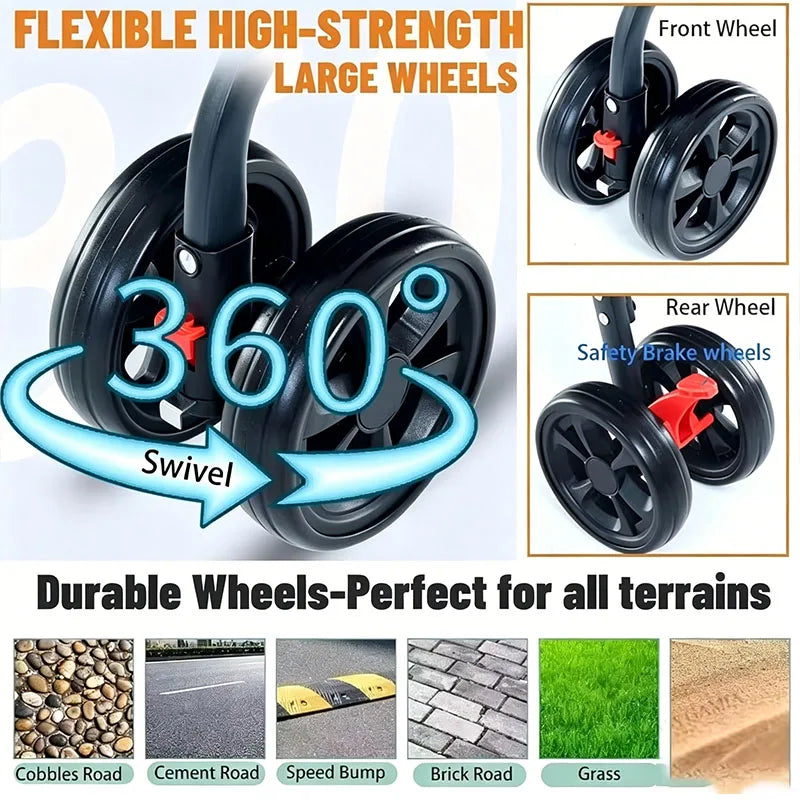 3-in-1 Lightweight Foldable Pet Car Stroller