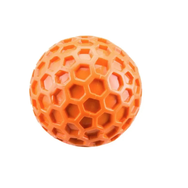 Bite-Resistant Honeycomb Dog Toy Ball — Natural Rubber Teething & Teeth Cleaning