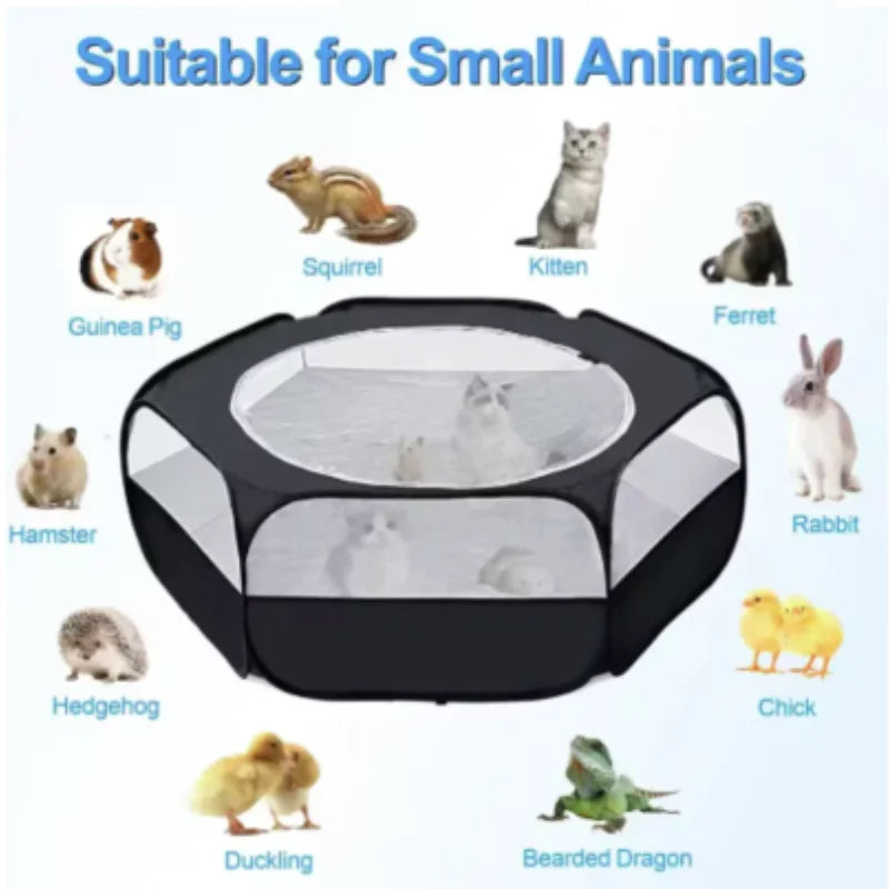 Portable Small Pet Cage Transparent Hedgehog Cage Tent Pet Playpen Open Folding Yard Fence For Dog Hamster Rabbit Guinea Pig