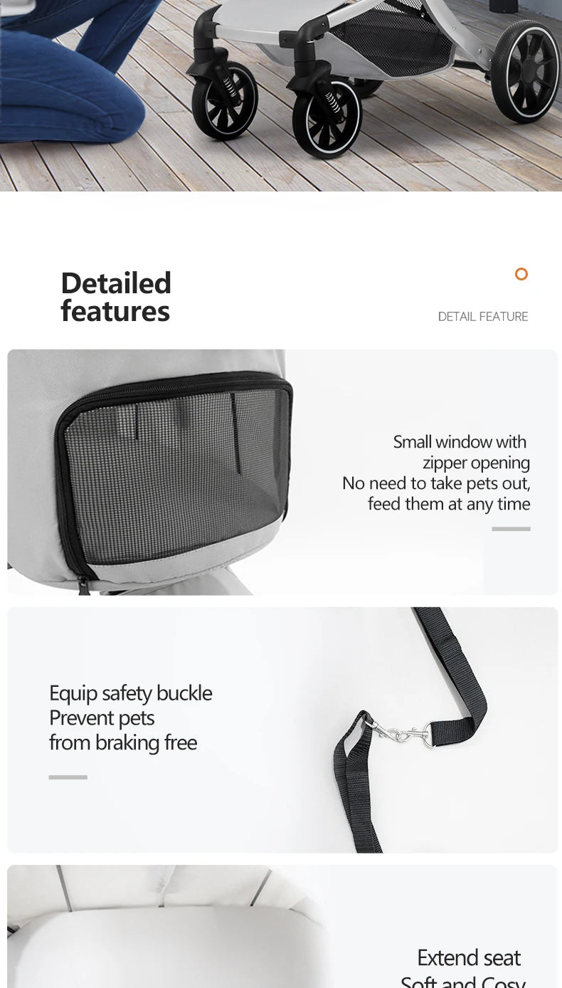 Foldable Pet Stroller with Shock