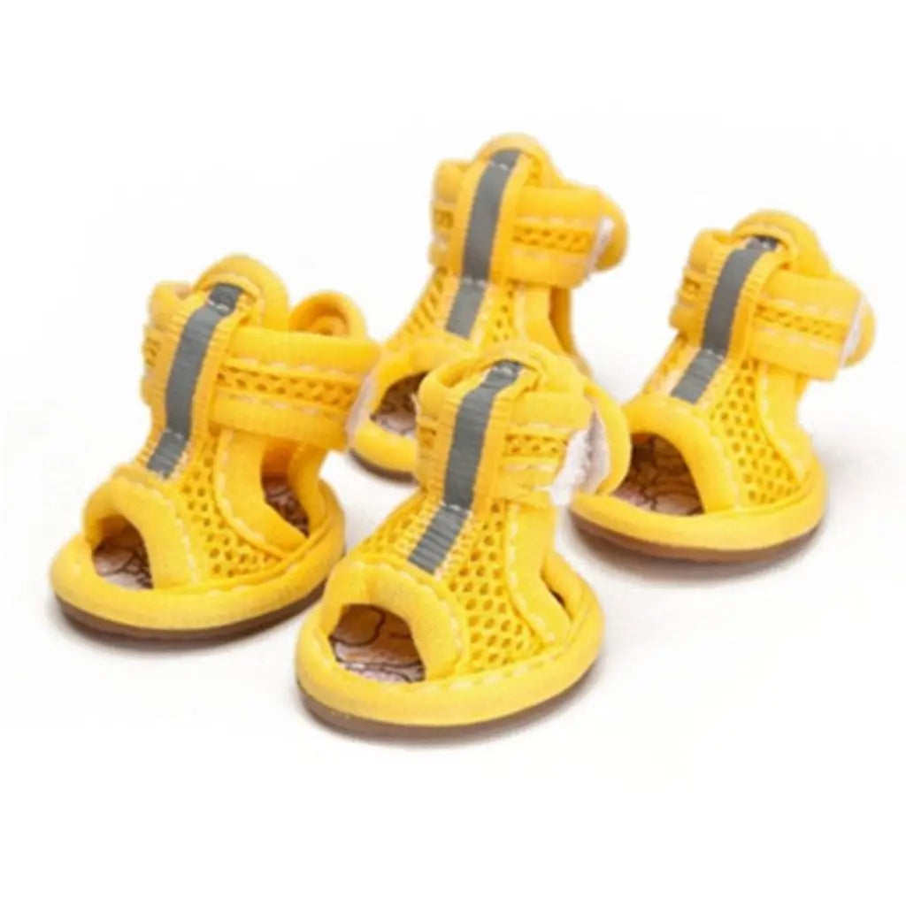4pcs/pack Anti-slip Outdoor with Reflective Strap Spring Summer Wear Breathable Puppy Shoes Pet Supplies Pet Sandals Dog Shoes
