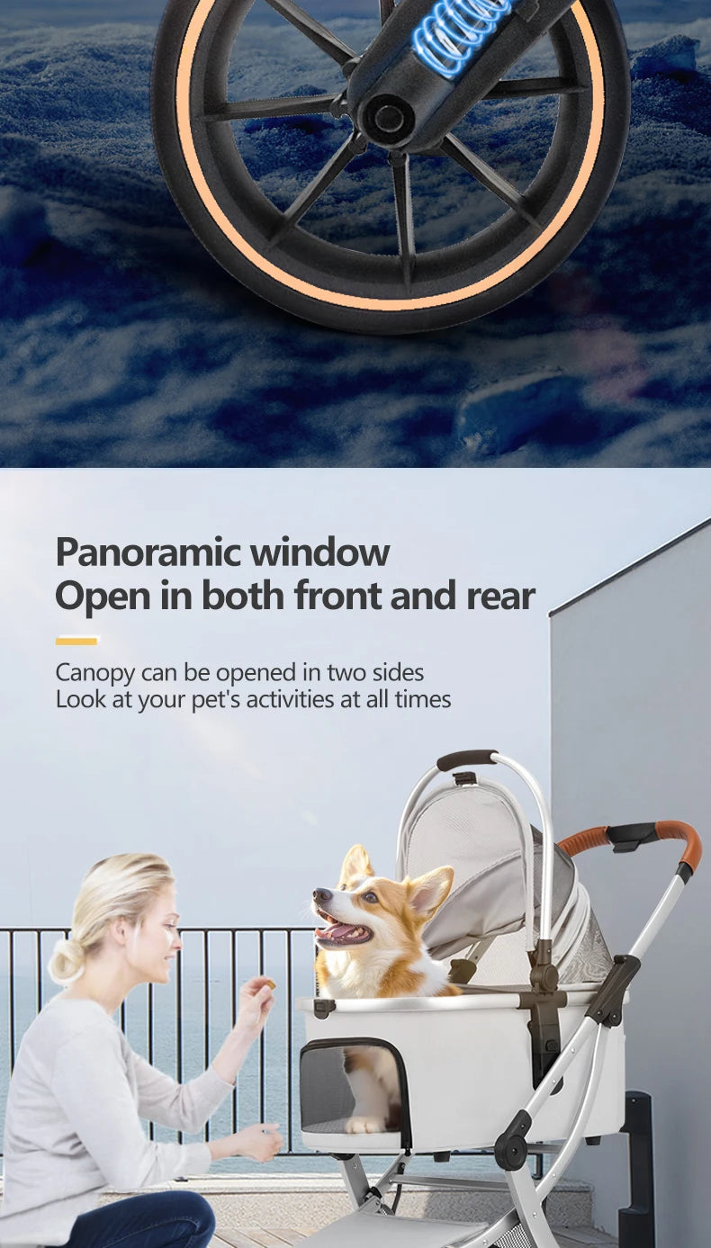 Foldable Pet Stroller with Shock