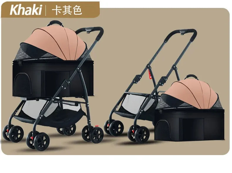 3-in-1 Lightweight Foldable Pet Car Stroller