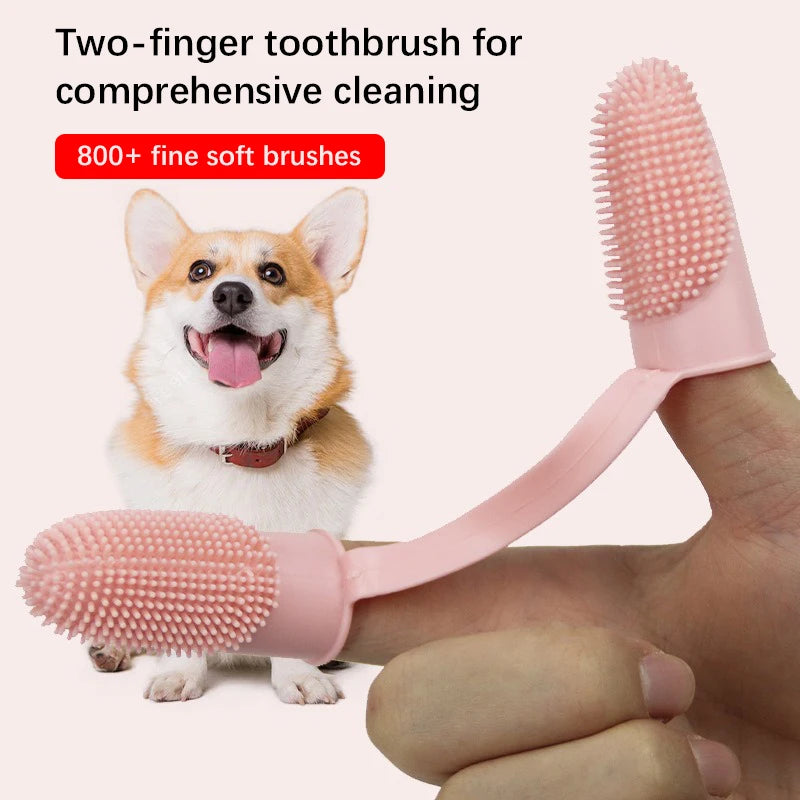 Dual Finger Pet Toothbrush — Soft Bristle Oral Cleaner for Dogs & Cats