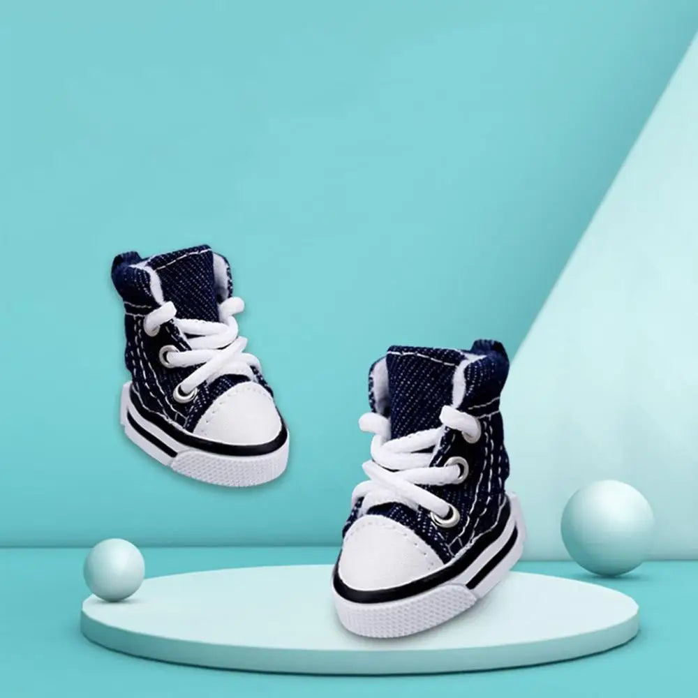 4pcs/set Fashion For Small Dogs,Cats Anti-slip Outdoor Breathable Pet Denim Shoes Pet Booties Dog Shoes Puppy Sneaker