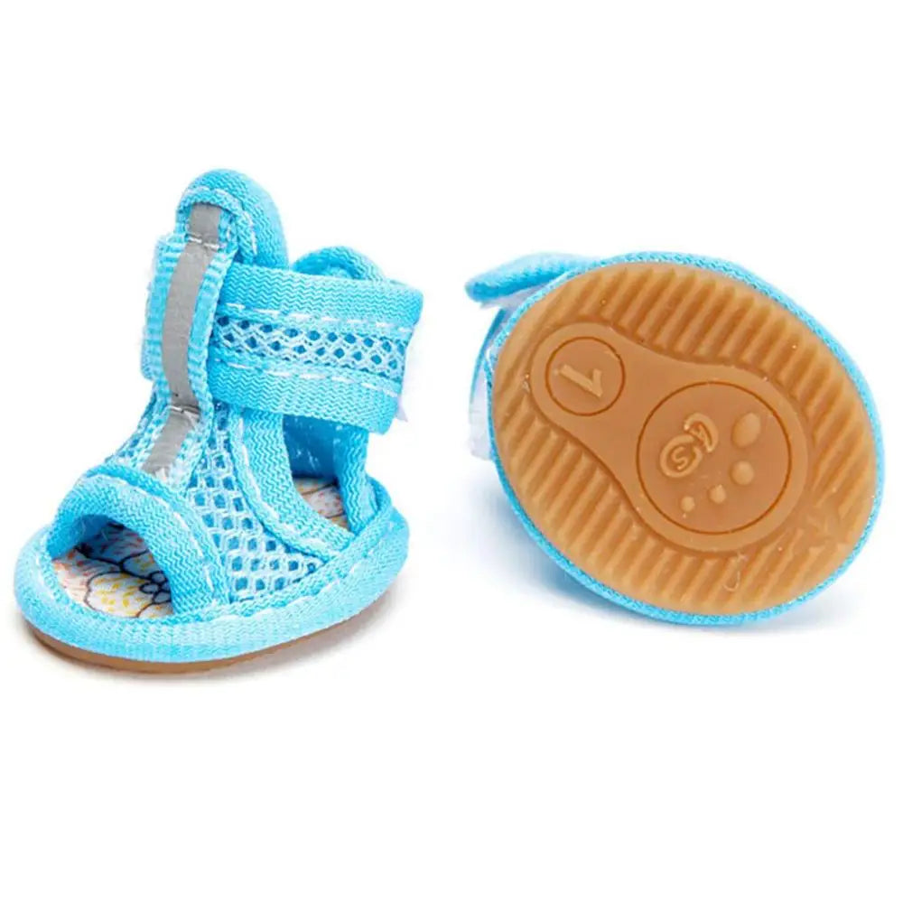 4pcs/pack Anti-slip Outdoor with Reflective Strap Spring Summer Wear Breathable Puppy Shoes Pet Supplies Pet Sandals Dog Shoes