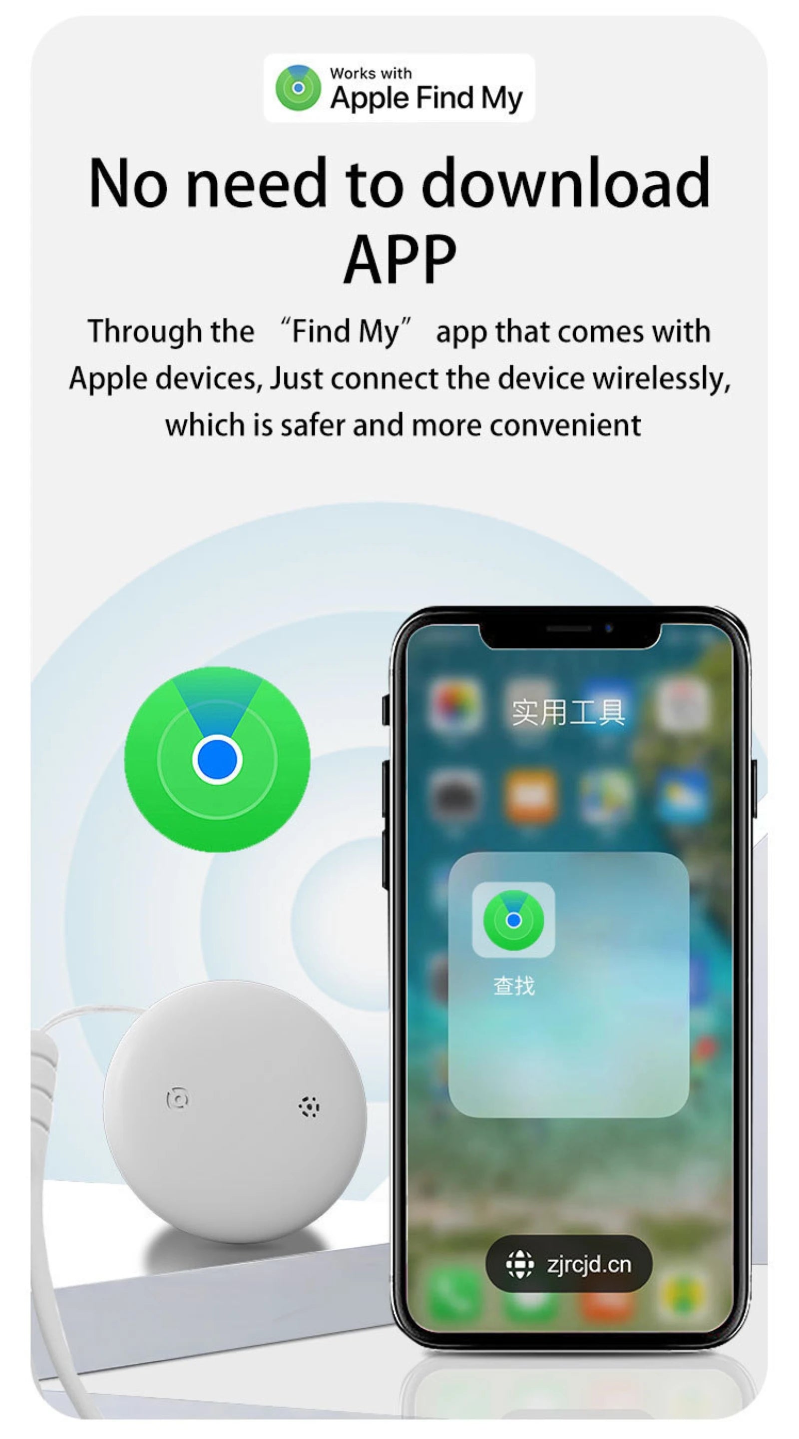 Pet Tracker No Monthly Fee No SIM Work with Apple iOS Find My Anti-Lost Finder Tag for Dogs Cats with Airtag Case GPS Tracker
