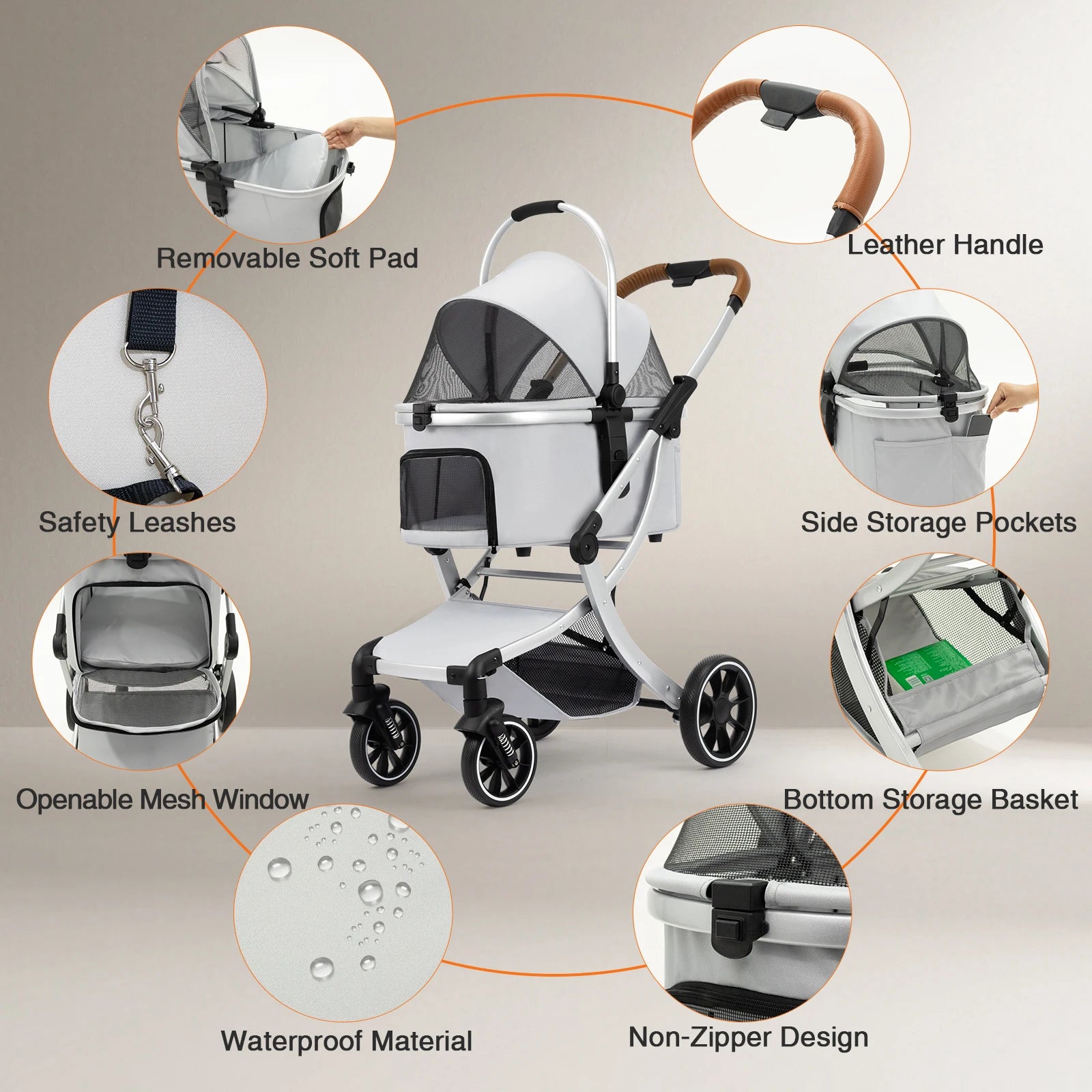 Foldable Pet Stroller with Shock
