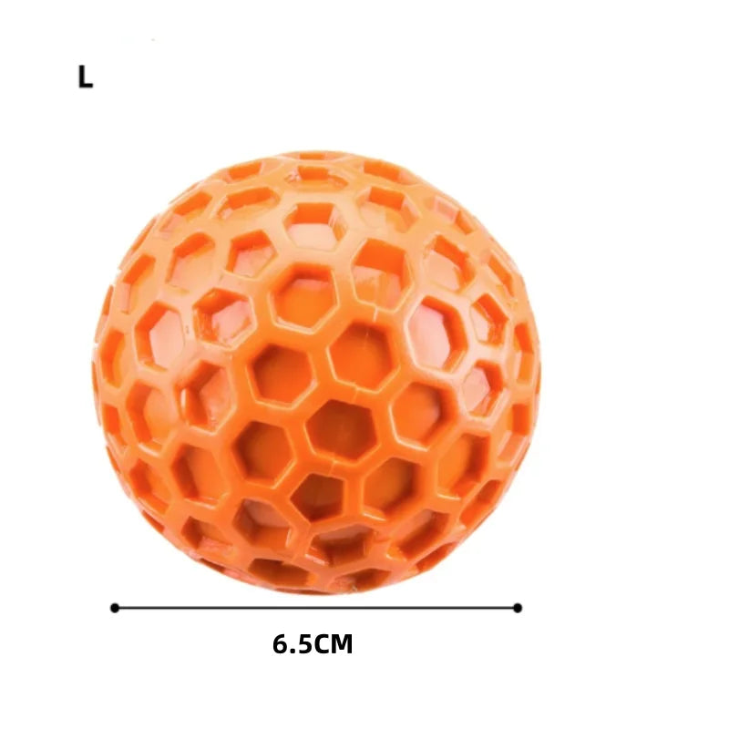 Bite-Resistant Honeycomb Dog Toy Ball — Natural Rubber Teething & Teeth Cleaning