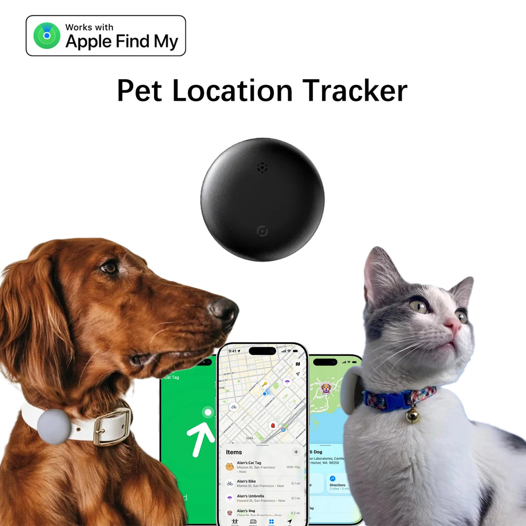 Pet Tracker No Monthly Fee No SIM Work with Apple iOS Find My Anti-Lost Finder Tag for Dogs Cats with Airtag Case GPS Tracker