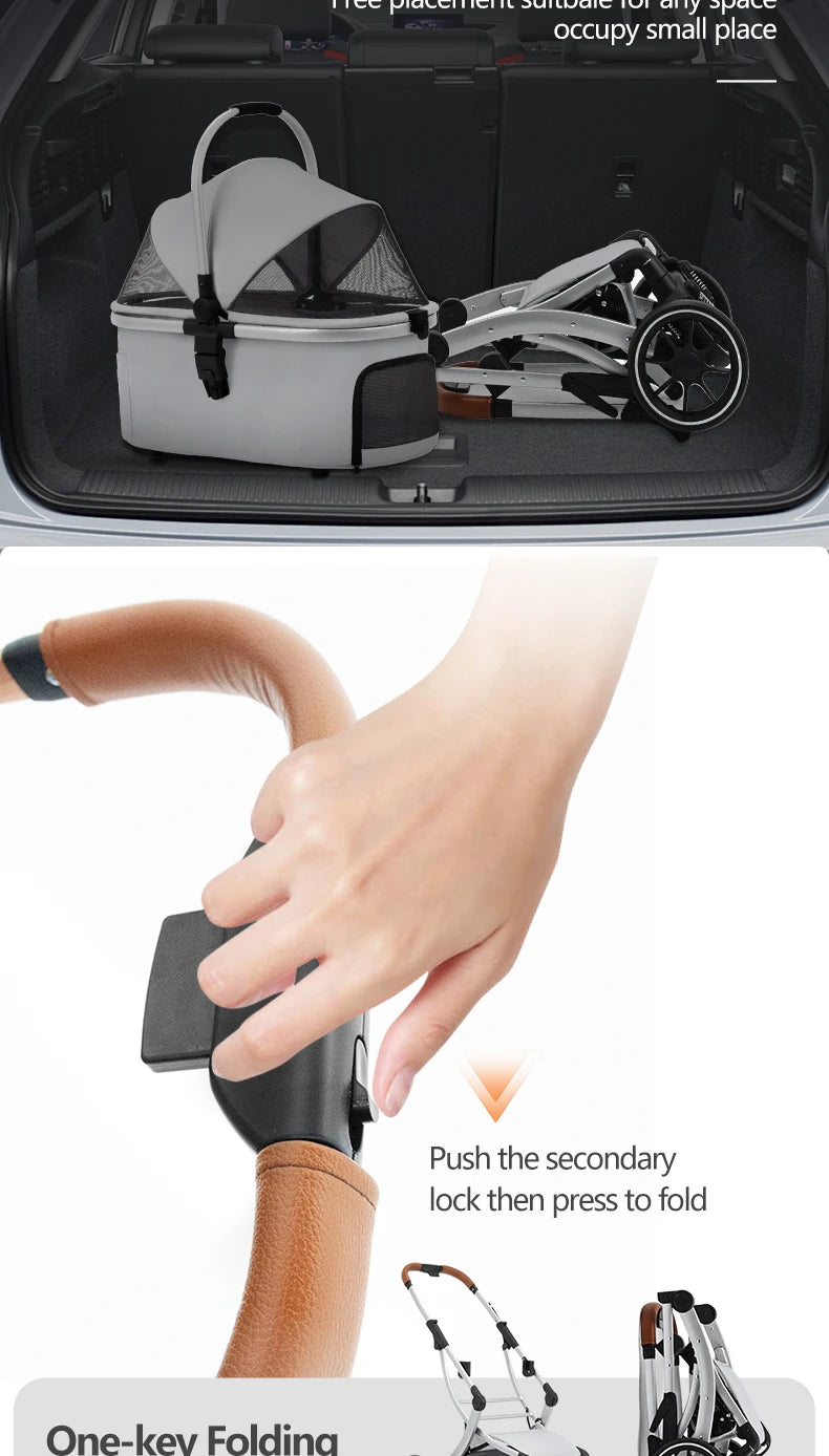 Foldable Pet Stroller with Shock
