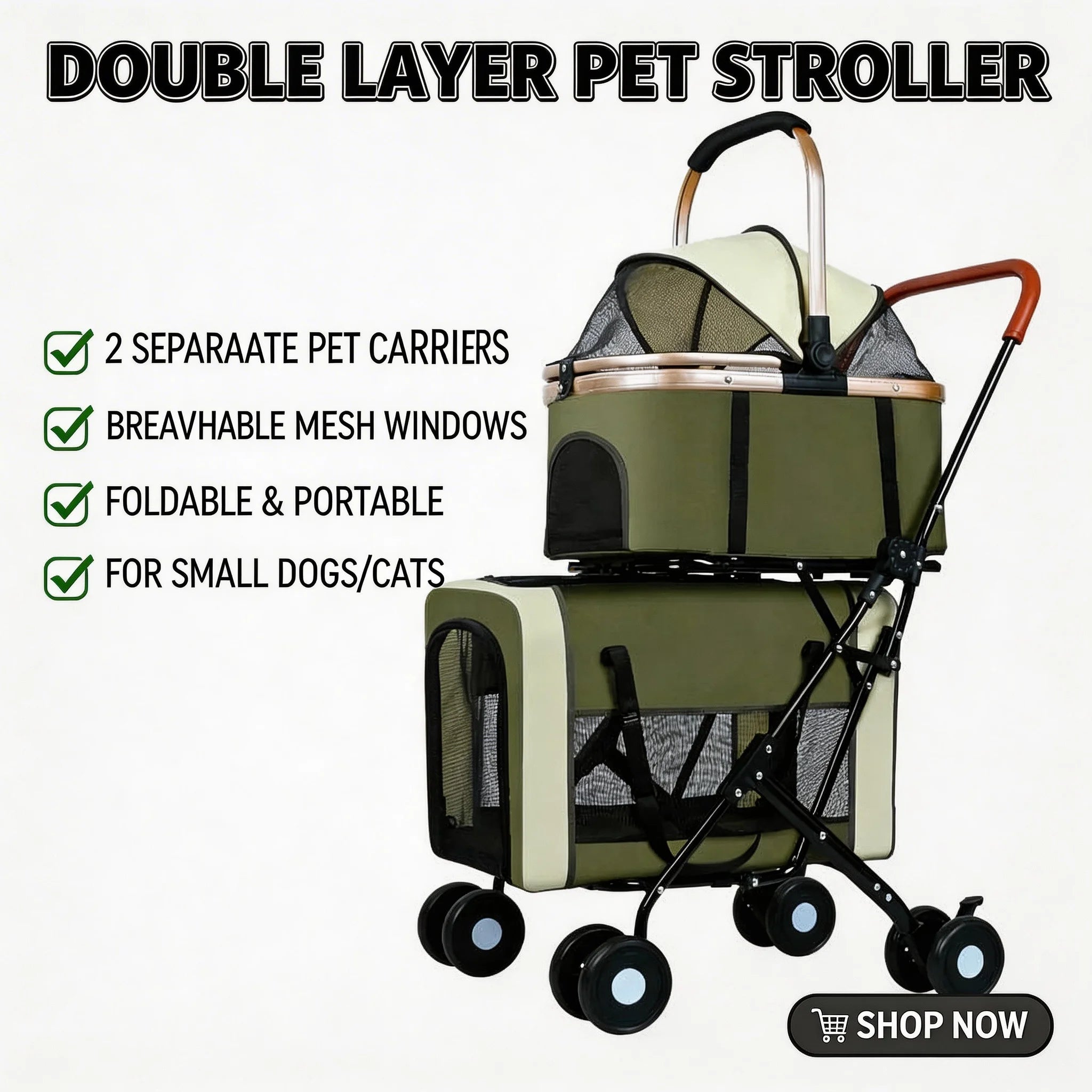 Foldable Travel Carriage with Detachable Carriers