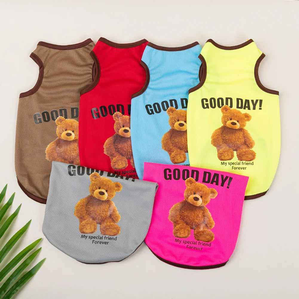 Pet Sleeveless T-Shirt — Bear Pattern Vest for Dogs & Cats