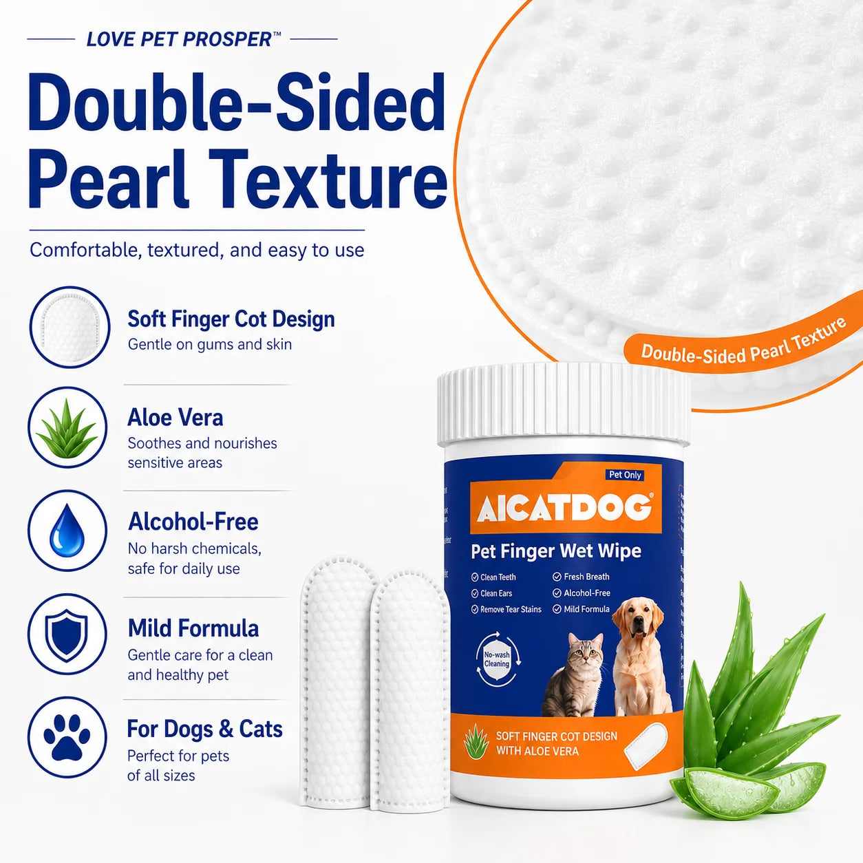 Pet Finger Wipes for Dogs & Cats