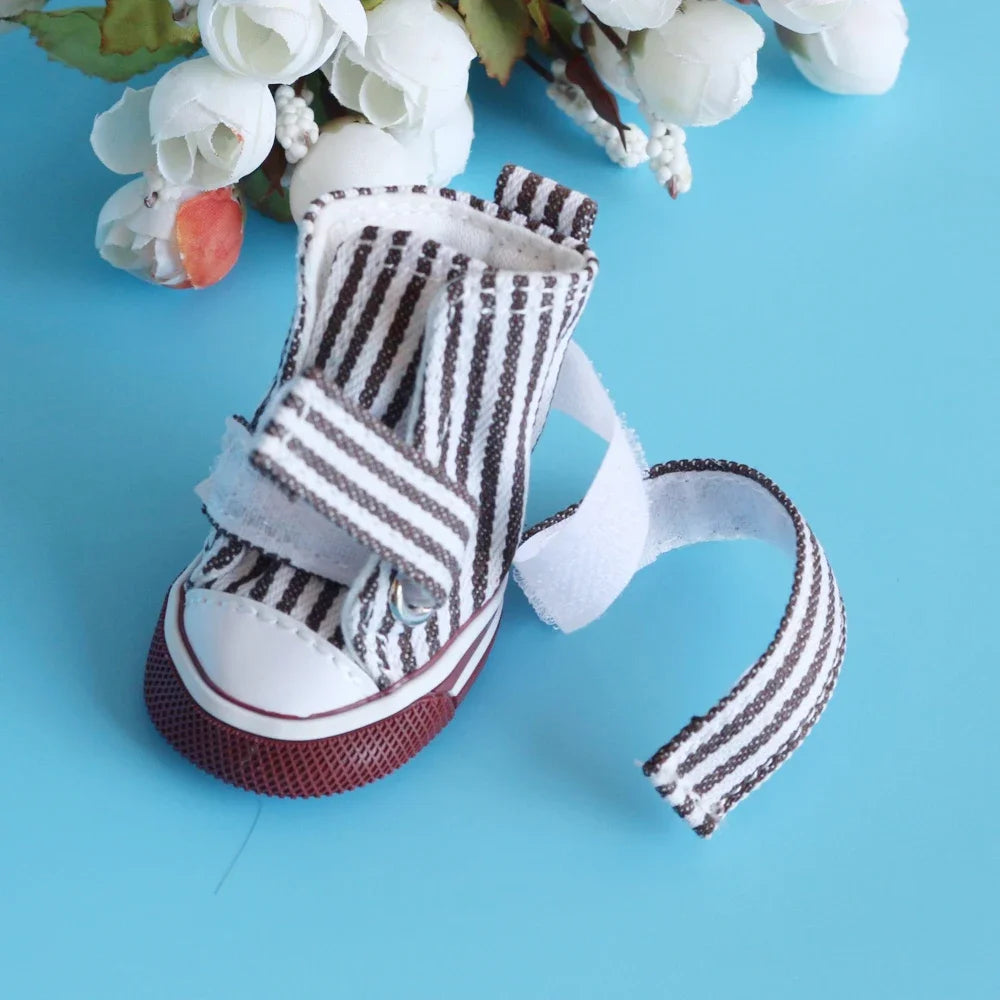 Pet Dog Anti-slip Shoes Puppy Sneakers Breathable Booties  outdoor Casual canvas Sneakers for Teddy small middle dogs 4Pcs/set