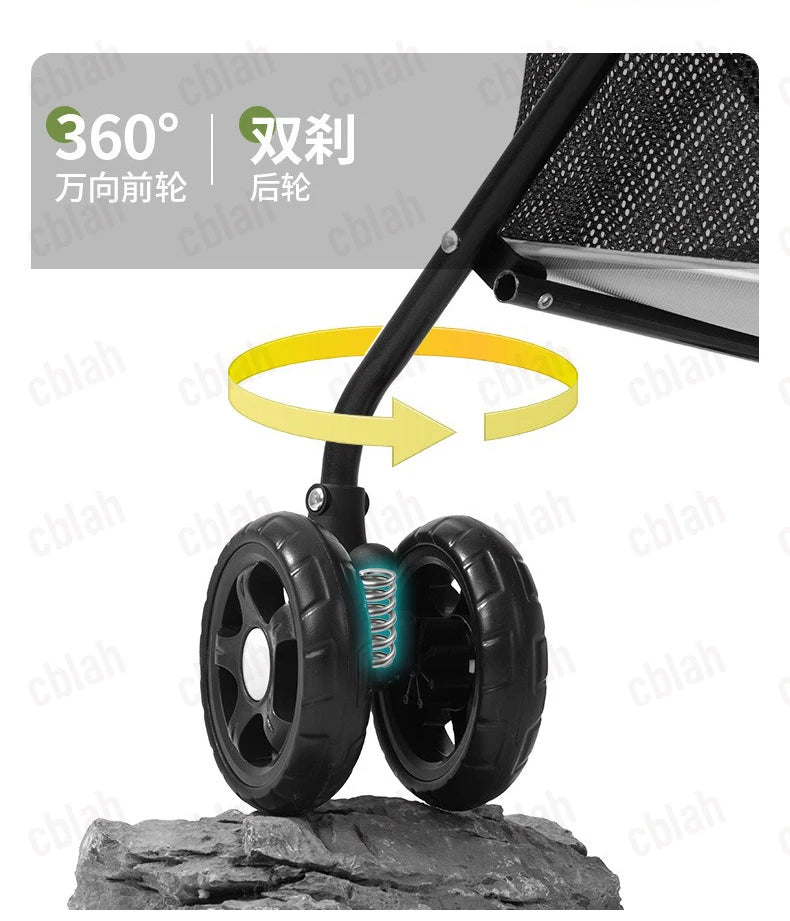 Foldable Pet Stroller for Small Dogs & Cats