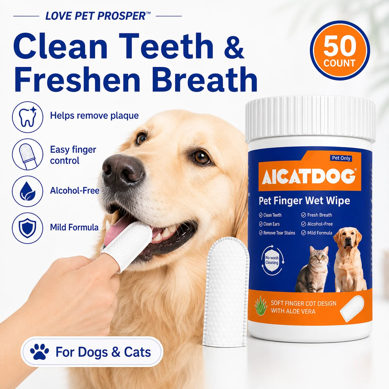 Pet Finger Wipes for Dogs & Cats